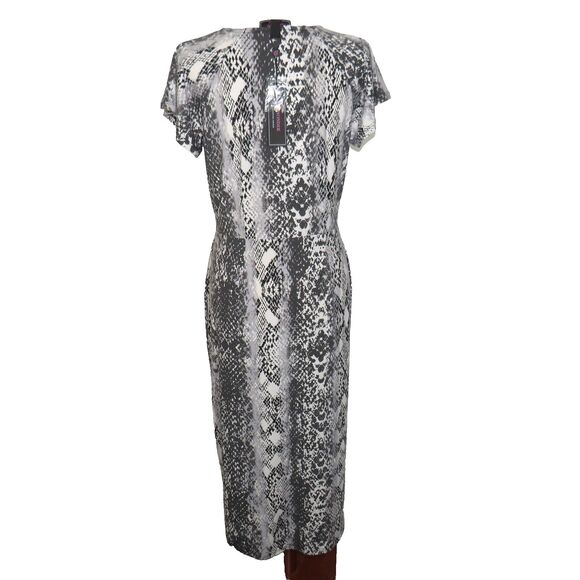 C Wonder Christian Siriano Snake Print Tie Front Midi Dress Size Medium - Picture 9 of 11